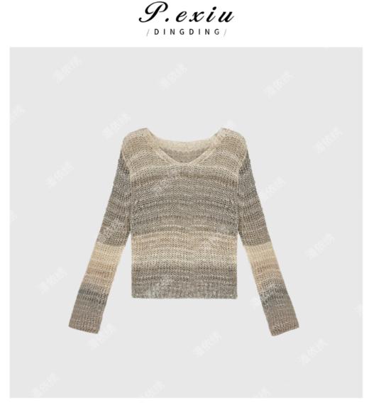 03-2潘依绣丁丁宠粉羊毛小众水墨肌理高级感宽松V领外套 Q13448 商品图0