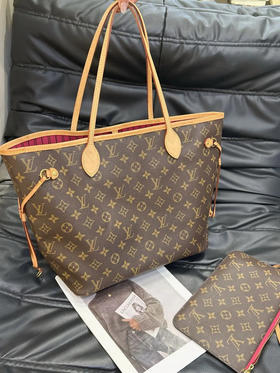 LV nf 中号 老花 玫红内衬 单肩包