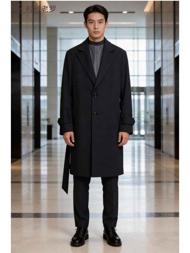 【大师经典】羊毛腰带中长款风衣外套JF001