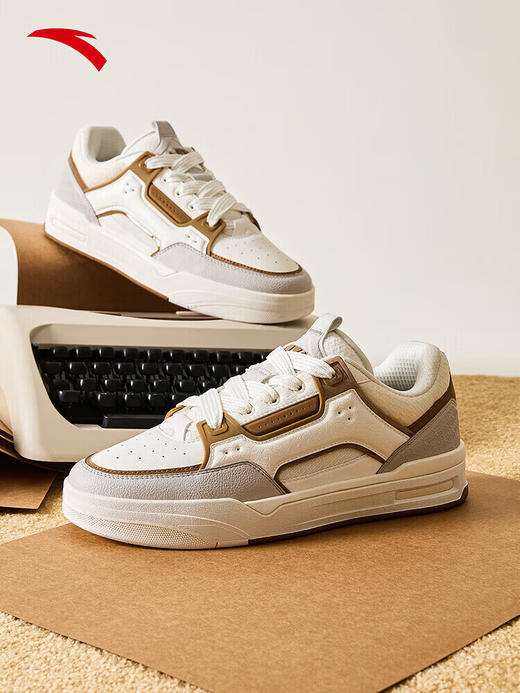 安踏（ANTA）骜杰 4【王一博同款】潮流板鞋好事发生运动男休闲厚底象牙白/明茶褐/一度灰112618043 -2 商品图5