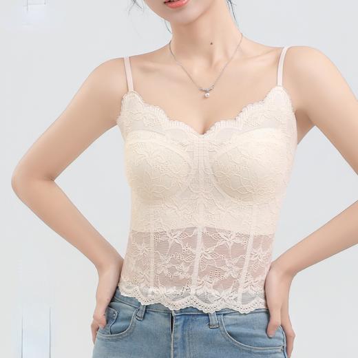 舒适升级！可外穿【自带bra法式蕾丝冰皮美背】无钢圈水滴杯型设计  软糯蕾丝亲肤不扎肉 固定杯罩不跑杯  罩杯一体设计一衣多穿  后背一整片凉皮面料 如同人体第二层肌肤般隐形 商品图0