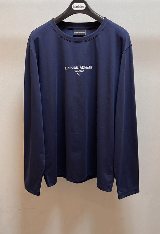 33-3 渠道圆正 ea春夏秋基础款 撞色字母 丝光棉 圆领长袖T恤 内搭外穿 老朱穿L 商品图5