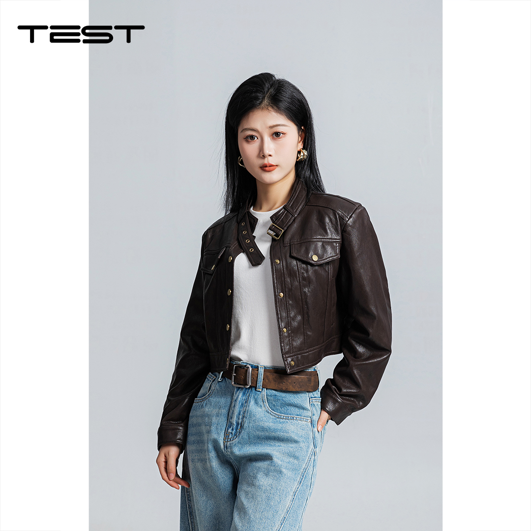 春上新美拉德短款机车皮外套2261022