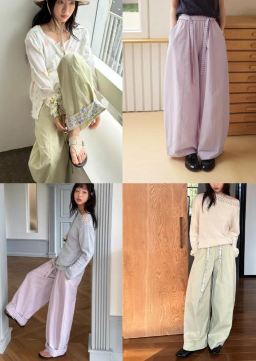 nothe Case布然/NC261817/「青瓜铃兰」翻边拼色抗皱微弯刀阔腿裤 商品图0