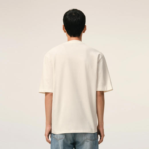 AMI PARIS 中性心形徽标压纹棉质圆领短袖T恤 白色 UTS357 726 136 商品图4