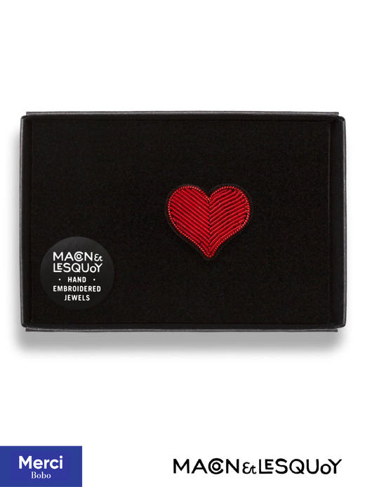 Macon&Lesquoy原创设计 24ss 红色爱心 爱情系列 M&L刺绣手工饰品胸针 商品图1