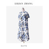 “定制”静奢风 「松弛度假风」 “雾蓝花信”青蓝菊影A摆连衣裙2501163 商品缩略图0