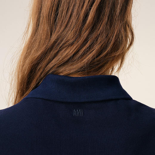 AMI PARIS 中性心形徽标刺绣棉质短袖polo衫 蓝色 BFUPL001 760 430 商品图4