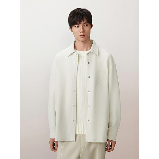 GXG男装 肌理休闲衬衫口袋绣花衬衣通勤简约男外套 2025秋季热卖 商品图4