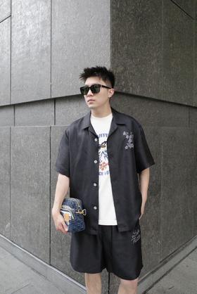 驴家 25ss桑蚕丝花朵缎面印花短裤 男女同款（DY）