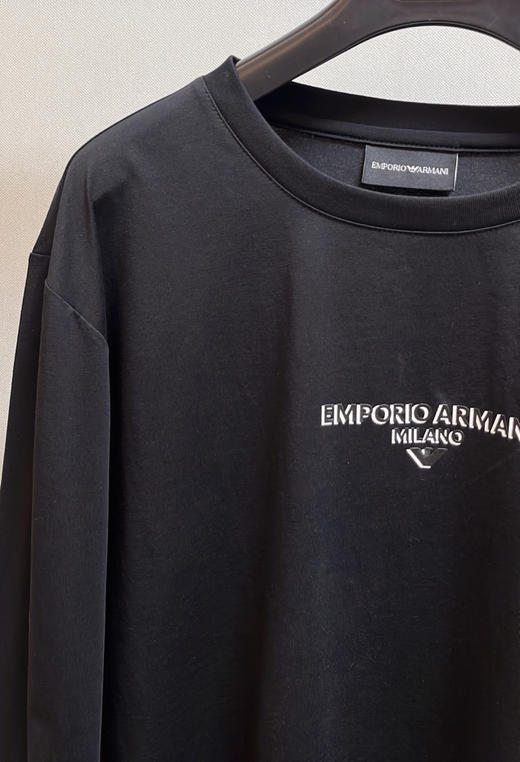 33-3 渠道圆正 ea春夏秋基础款 撞色字母 丝光棉 圆领长袖T恤 内搭外穿 老朱穿L 商品图8