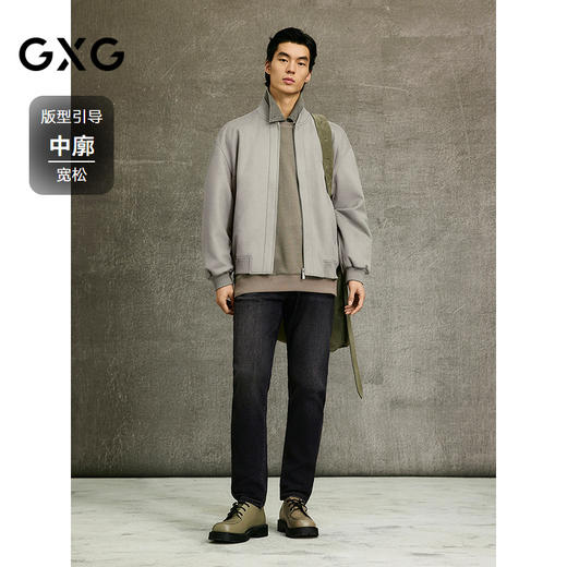 GXG男装 灰绿色斜纹放假棒球领夹克25年春季热卖G25X211024 商品图1