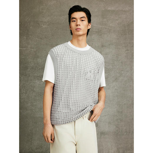 GXG男装 灰色圆领时尚图案内搭背心25年春热卖G25X161001 商品图2