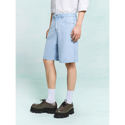 GXG男装 满印设计牛仔短裤通勤柔软挺阔休闲五分裤 25年夏季热卖 商品图2