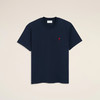 AMI PARIS 中性心形徽标刺绣棉质圆领短袖T恤 蓝色 BFUTS035 724 430 商品缩略图0