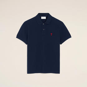 AMI PARIS 中性心形徽标刺绣棉质短袖polo衫 蓝色 BFUPL001 760 430