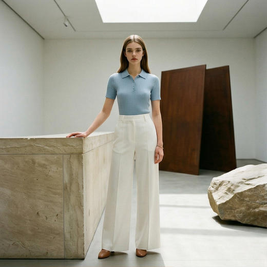 PALUOPO/PL精纺翻领短袖女衫ET2F8220R/约重160g帕罗 商品图4