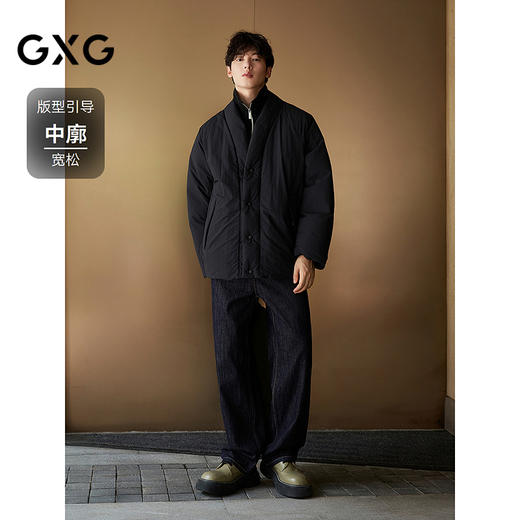 GXG男装 假两件设计加厚外套黑色立领短款羽绒服 25年冬热卖 商品图1