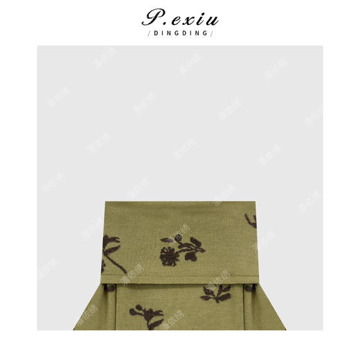 03-2潘依绣丁丁宠粉法式复古高级感提花翻领一字肩针织上衣Q98841 商品图2