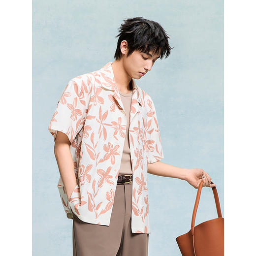 GXG男装 满印设计短袖衬衫夏威夷度假风衬衣男外套 25年夏季热卖 商品图2