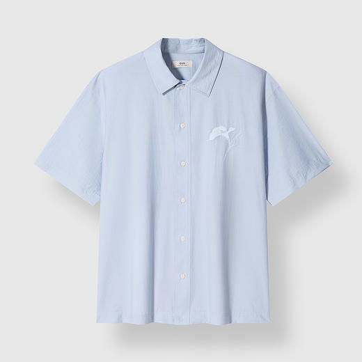 GXG男装  浅蓝色宽松时尚短袖衬衫25年夏热卖G25X232006 商品图4