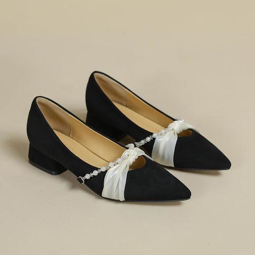 【嫡系典雅玛丽珍】2026春夏女士复古珍珠蝴蝶结平底玛丽珍鞋单鞋女新款尖头舒适透气百搭单鞋女款 商品图0