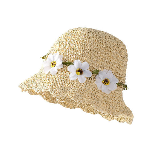 严选儿童草帽春秋款女童遮阳帽宝宝帽子婴儿防晒帽海边公主帽夏季 商品图4