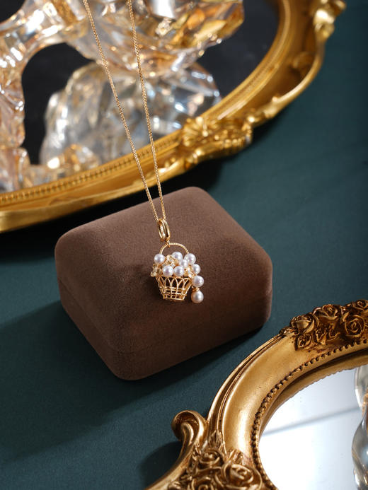 子佩集【缘梦花篮】银S925珍珠惜王妃套链项链【MLTL038】镀金花篮2602 商品图2