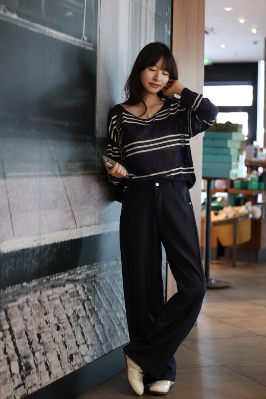 商场同步正品楔影慵懒直筒老钱阔腿裤 商品图5