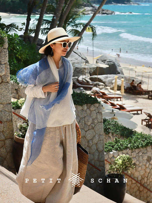 Petit Schan小闪 CLO#1060 Doing nothing 无所事事 纯雨露麻松紧腰慵懒阔腿裤 商品图1