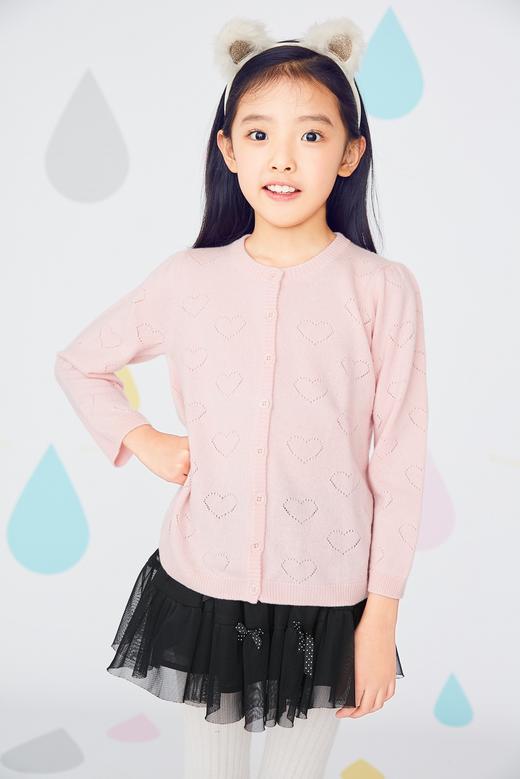 U圆领爱心挑孔女童小开衫 SJF16T165N 商品图0