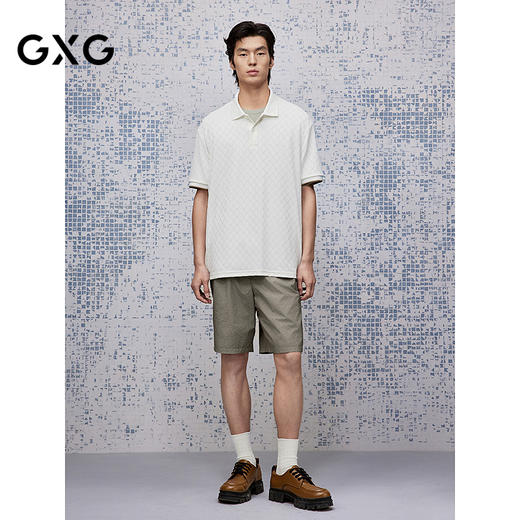 GXG男装 肌理提花polo衫男士上衣简约翻领通勤短袖T恤 25夏季热卖 商品图1