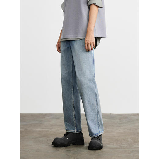 GXG男装 浅蓝色直筒牛仔裤日常通勤休闲裤男 春季热卖G25X051022 商品图3