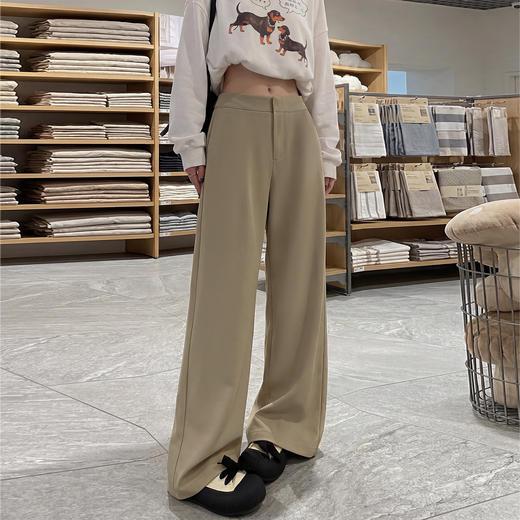 雅痞老钱风西装裤女春夏百搭直筒修身高级感休闲宽松长裤修身阔腿裤 商品图4