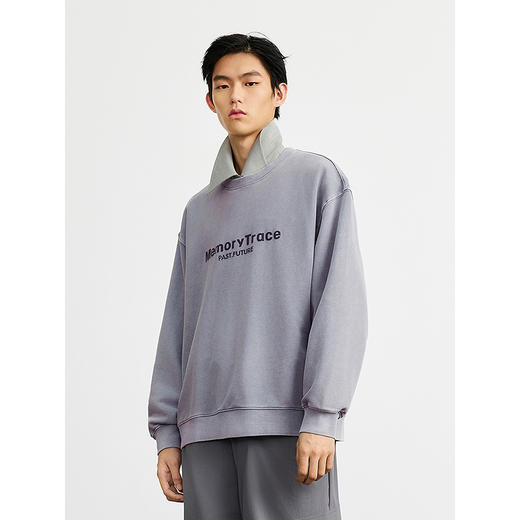 GXG男装 蓝灰色简约休闲卫衣圆领字母印花长袖上衣 春季热卖G25X311016 商品图2