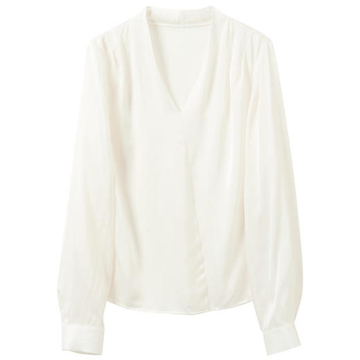 【桑蚕丝】三彩2026春季新款法式衬衣V领小衫宽松上衣气质简约S 商品图4