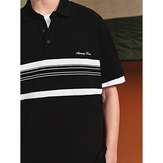 GXG男装 条纹拼接休闲polo衫男士通勤宽松上衣短袖 25夏热卖 商品图4