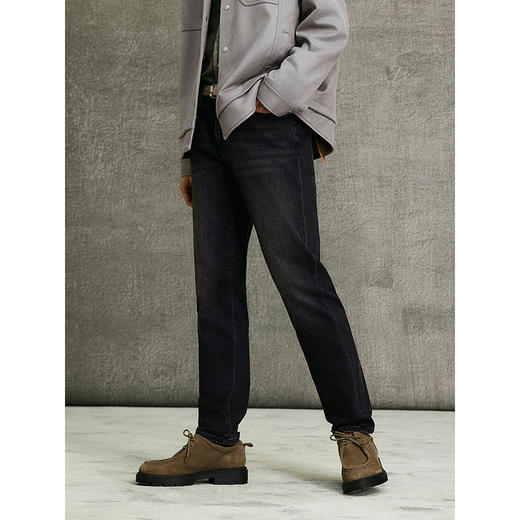 GXG男装 黑灰修身牛仔裤小脚通勤长裤 25年春G25X051011 商品图4