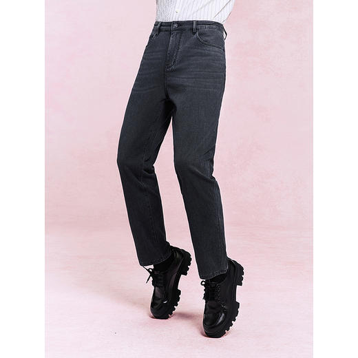 GXG男装 黑灰合体锥型牛仔裤休闲裤弹力长裤子 2025夏季热卖 商品图2