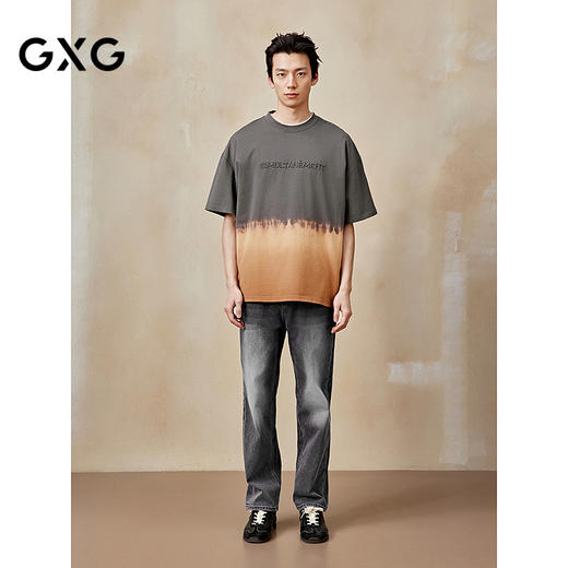 GXG男装 圆领T恤扎染短袖针织 时尚潮流有型短袖T恤 夏季热卖G25X442130 商品图1