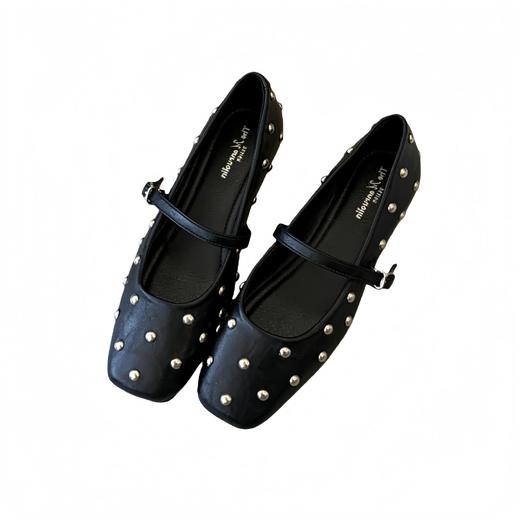 2026新复古玛丽珍鞋金属装饰一字带女鞋柳钉圆头低跟气质浅口单鞋 商品图4