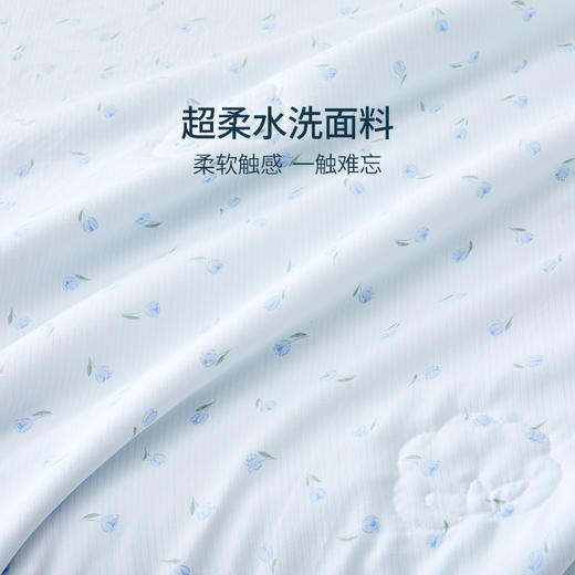 【脱脂棉花夏薄被】/空调被 【会员专享】多喜爱 晚风花信棉花夏薄被芯/空调被（慕斯粉/品月蓝）【花边&出芽】【100%新疆棉】【升级脱脂棉】【提花面料】【A类抑菌】多层铺垫超柔水洗 商品图3