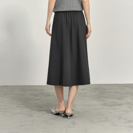 【商场同款】诗凡黎灰色高腰A字伞裙2025春新款中长裙女3G3240371 商品图4