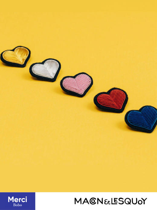 Macon&Lesquoy原创设计 24ss 红色爱心 爱情系列 M&L刺绣手工饰品胸针 商品图6