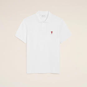 【二】AMI PARIS 中性心形徽标刺绣棉质短袖polo衫 白色 BFUPL001 760 100