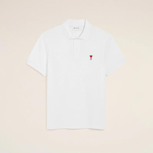 【二】AMI PARIS 中性心形徽标刺绣棉质短袖polo衫 白色 BFUPL001 760 100 商品图0