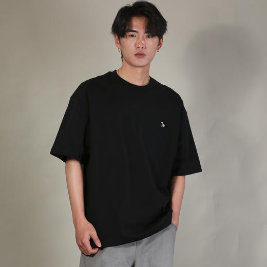 DRONKOO 2026 圆领左胸彩色马后皮标字母刺绣微阔短袖T恤 商品图2