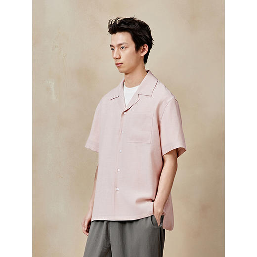 GXG男装 微皱肌理短袖衬衫通勤男休闲衬衣25年夏季热卖G25X232041 商品图2