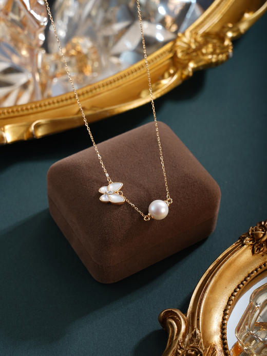 子佩集【珠光蝴蝶】银S925珍珠惜王妃套链项链【MLTL046】镀金蝴蝶2602 商品图2