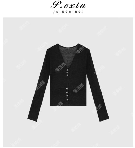 03-2潘依绣丁丁宠粉韩系修身气质单排扣V领针织开衫 Q97581 商品图0